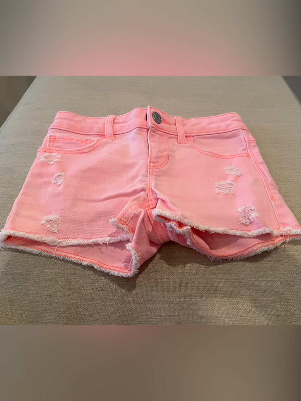 Pink Distressed Girl's Denim Shorts